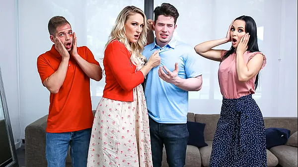 조카의 터질 듯한 거대 막대가 계모의 풍만한 친구에게 강하게 처벌받다